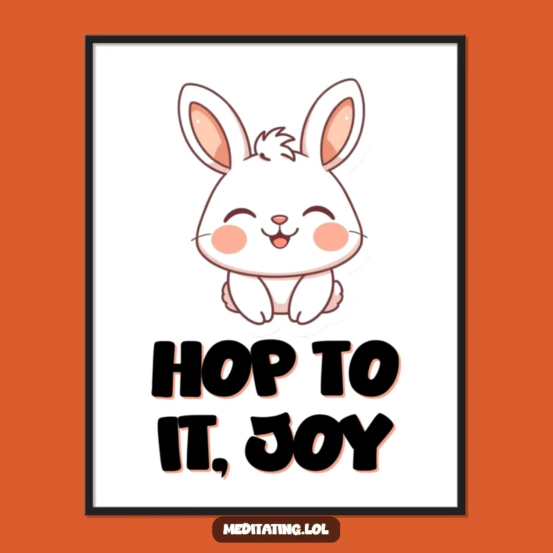 Funny Free Printable Wall Art: Happy Rabbit Smiles, Serene Downloadable Art for Calm Decor