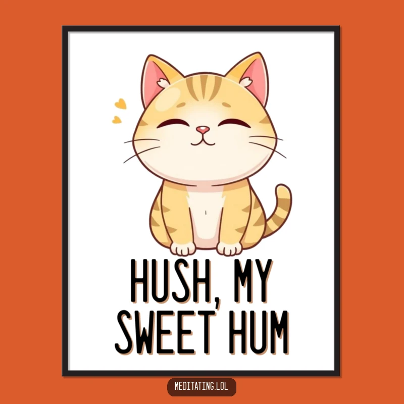 Funny Free Printable Wall Art: Curious Cat Hums, Cozy Downloadable Art for Ambiance