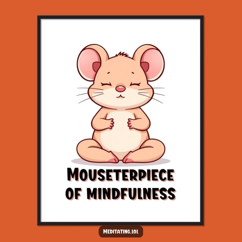 Free Printable Mouse Wall Art: Brave Meditating Mouse Zen Calm Funny Downloadable Decor