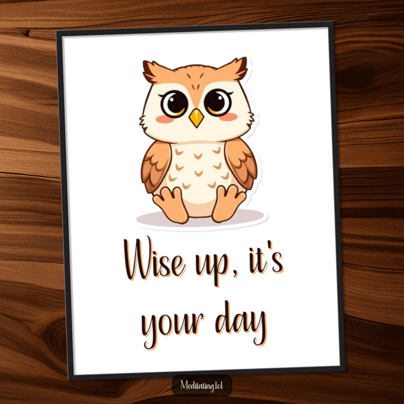Funny Free Printable Wall Art: A wise owl meditating peacefully, adding humorous zen decor to any room.