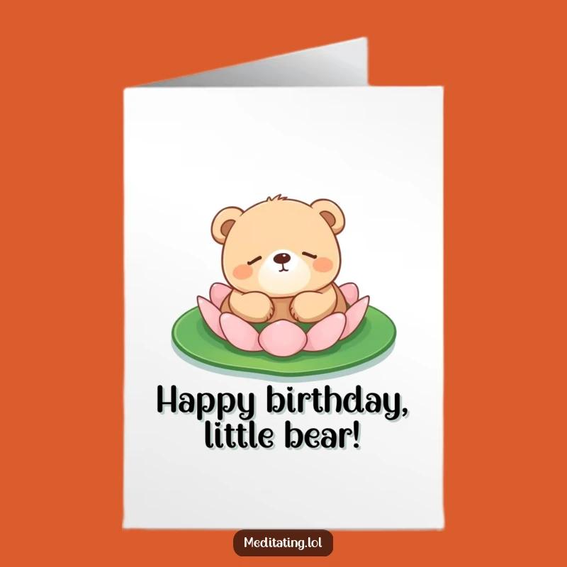 Free Printable Funny Birthday Card: Floating Bear Cub - Peaceful Downloadable Gift