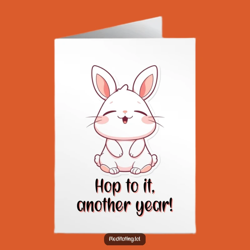 Free Printable Birthday Card: Blissful Rabbit Breathing, Relaxing Downloadable Gift Idea