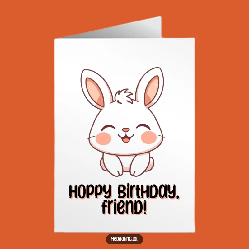 Free Printable Birthday Card: Happy Rabbit Smiles, Serene Downloadable Gift for Sweet Celebrations