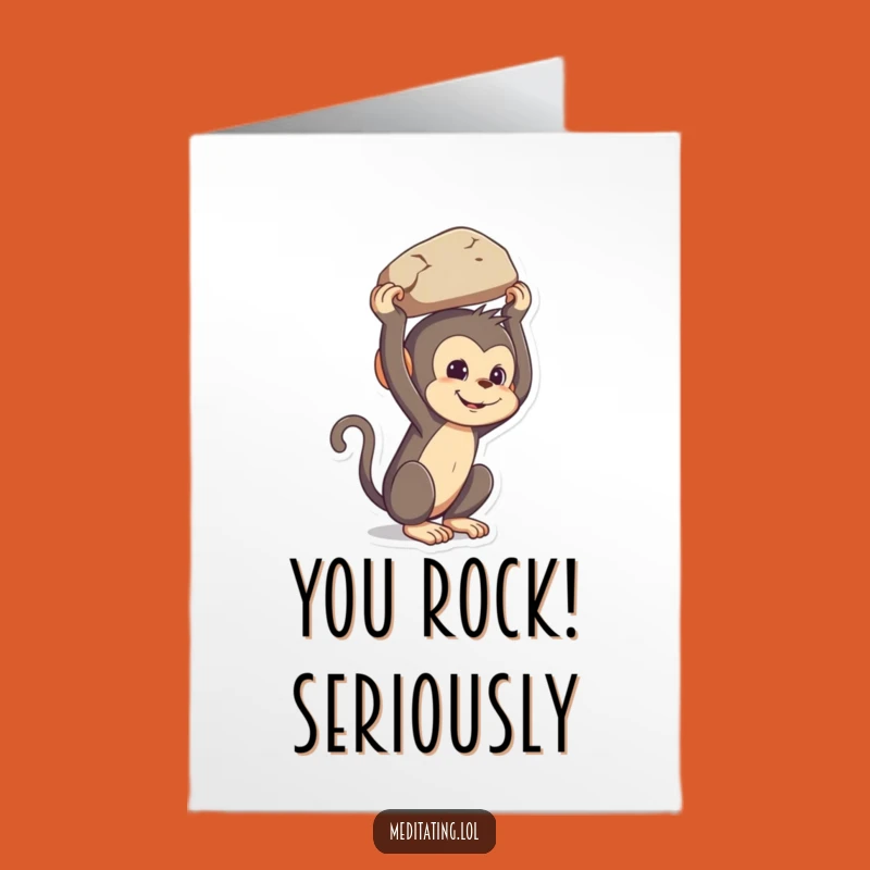 Free Printable Congrats Card: Monkey Balancing Rock Funny Downloadable Gift