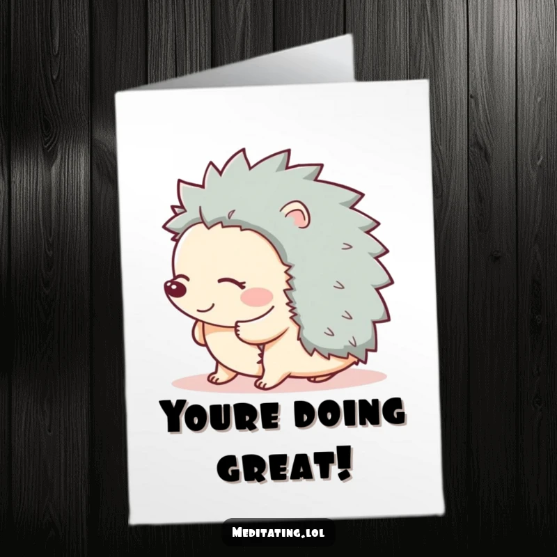 Funny Free Printable Congratulations Card: A giggling hedgehog swaying joyfully, perfect for sharing good news with a laugh. Downloadable.