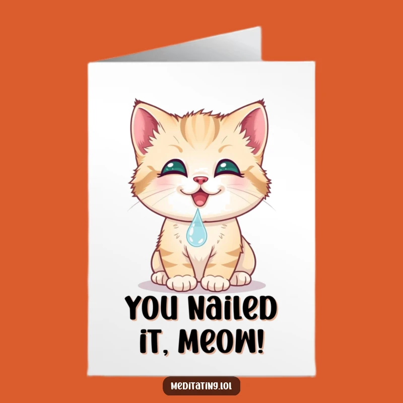 Free Printable Congrats Card: Kitten's Gentle Touch - Humorous Downloadable Gift
