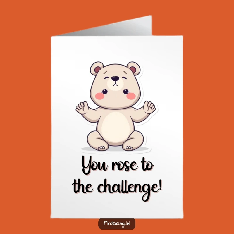 Free Printable Congrats Card: Bear Achieves Inner Balance, Serene Downloadable Gift