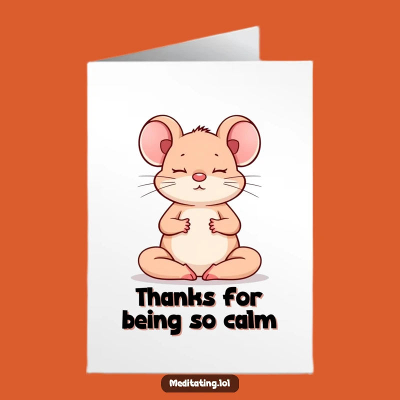 Free Printable Mouse Thank You Card: Meditating Mouse Expresses Thanks Funny Downloadable Gift