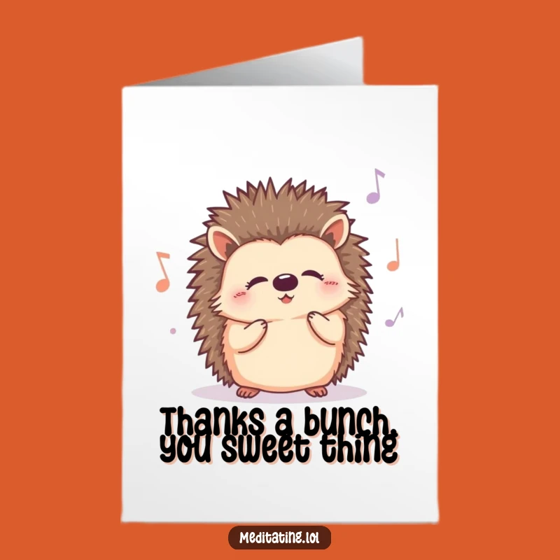 Free Printable Thank You Card: Curious Hedgehog Hummer - Funny Downloadable Gift