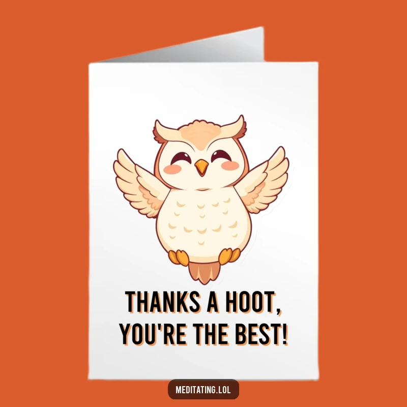 Free Printable Thank You Card: Meditating Owl - Funny Downloadable Gift