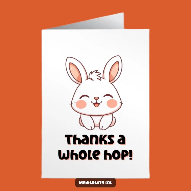 Free Printable Thank You Card: Happy Rabbit Smiles, Serene Downloadable Gift for Gratitude