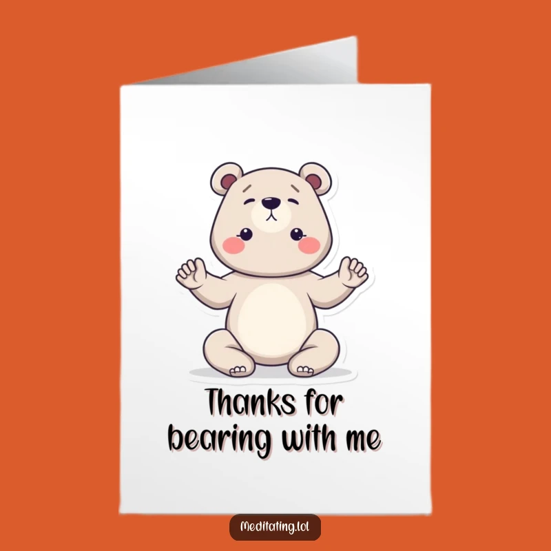 Free Printable Thank You Card: Grateful Bear in Yoga Pose, Humorous Downloadable