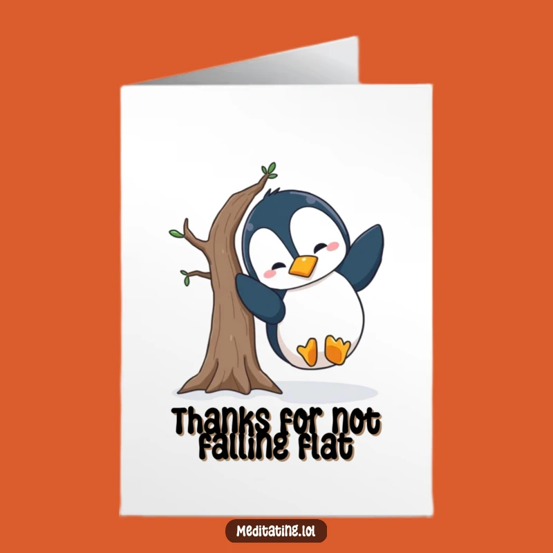 Free Printable Thank You Card: Penguin's Wobbly Yoga, Funny Downloadable Gift