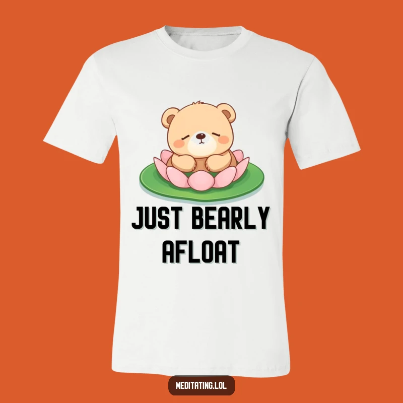 Funny Bear Cub Lily Pad T-Shirt: Relaxing Animal Tee for Peaceful Vibes