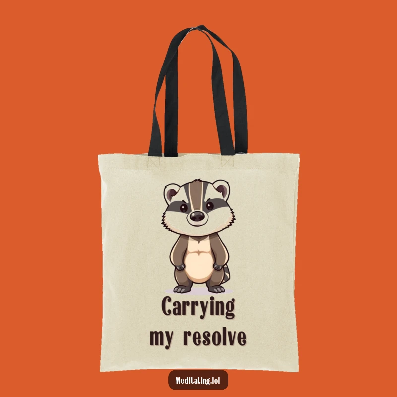 Funny Badger Tote Bag: Stoic Posture Design, Brave Everyday Gift