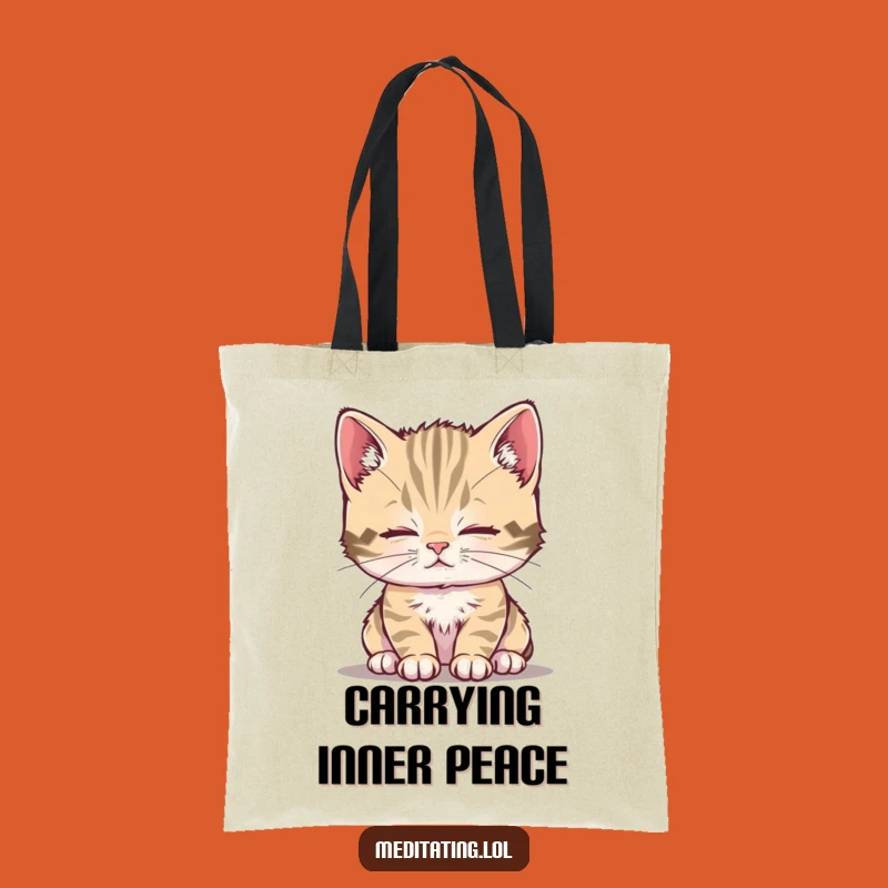 Funny Calm Kitten Tote Bag: Carry Peace and Cute Vibes!