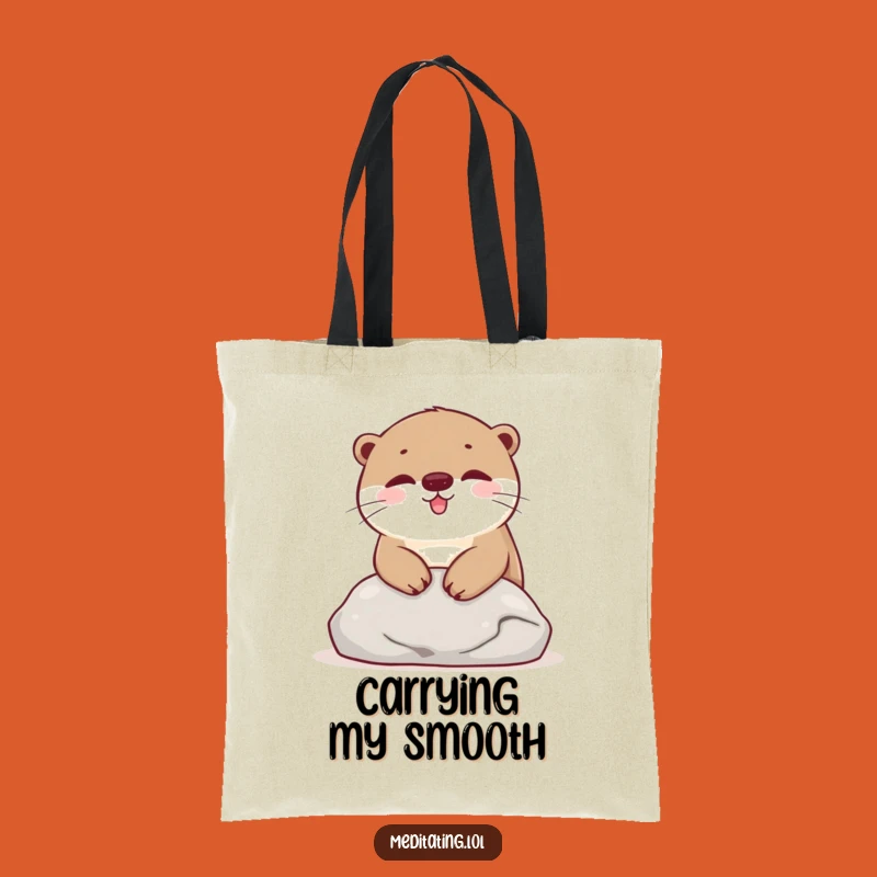 Funny Otter Stone Tote Bag: Happy & Practical Creature Gift