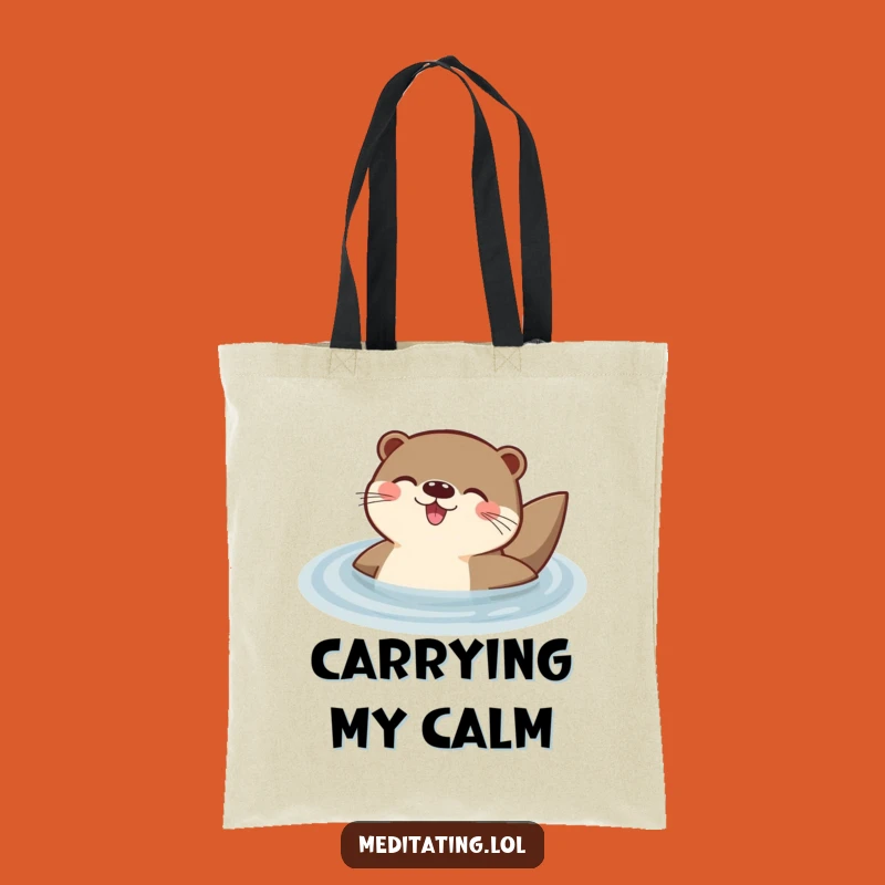 Funny Otter Tote Bag: Delighted Otter Floating Peacefully, Stylish & Humorous Carry-all