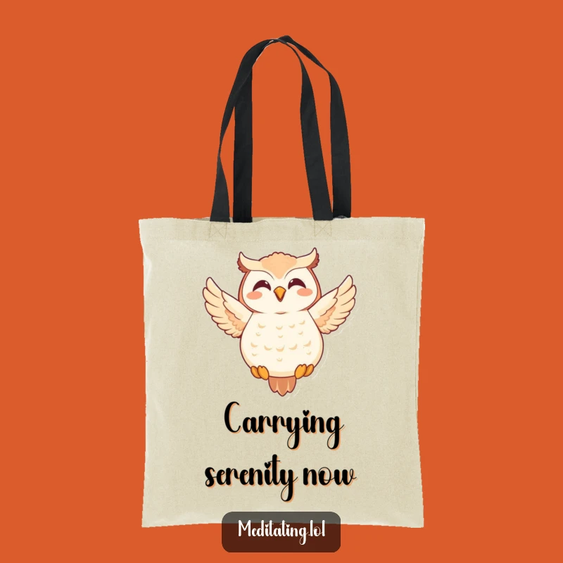 Funny Owl Tote Bag: Meditative Floater Design, Joyful Shopping Gift