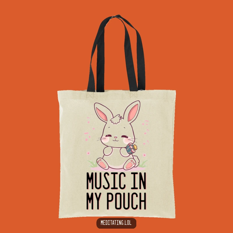 Funny Bunny Music Tote Bag: Humming Melody Design, Cute Gift